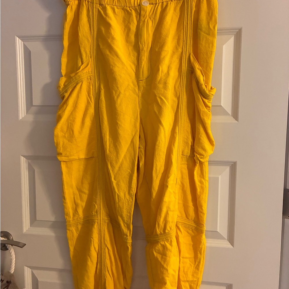 Urban Outfitters Sunlit Yellow Linen Cargo Pants